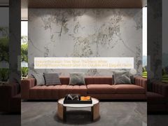 بلاط بورسلين داخلي بسماكة 9 مم رخام أبيض / وهم / حبيبات خشبية لأرضيات متينة وأنيقة