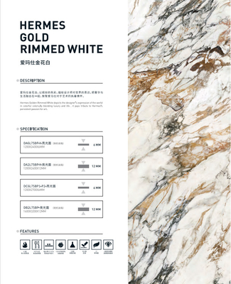 هيرميس الذهب الأبيض اللون الأبيض الرخام بلاطة مصقول الجرانيت بلاط الأرضيات بلاطة حجر كونترتوب 1200 * 2700 * 6 مم