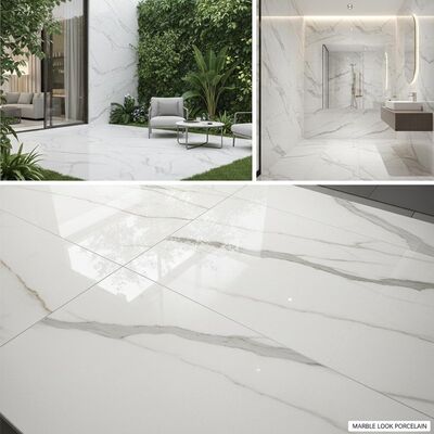 الأرضيات الداخلية والخارجية وتغطية الجدران نظرة الرخام البورسلين البلاط السطح الملمع نسيج ناعم نسيج خفيف متينة متينة أنيقة