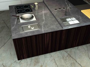 بلاط بورسلين ذو مظهر رخامي رمادي 800 × 2600 مم