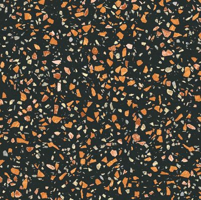 ألواح حجرية كاذبة Terrazzo Porcelain Tile زخرفة أرضية سوداء اللون